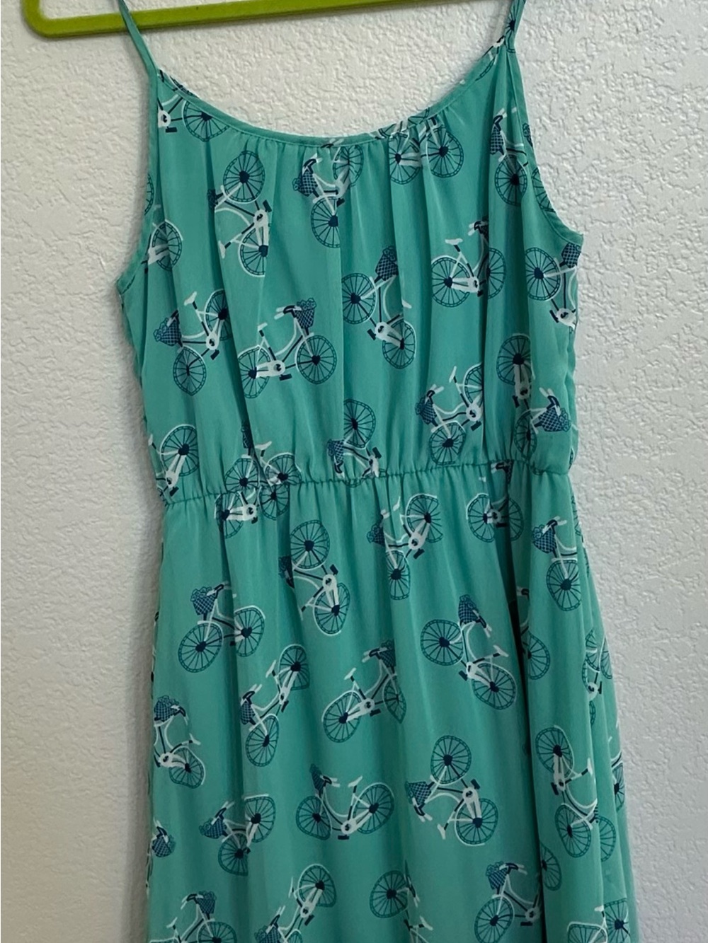 Pink Owl Teal Bicycle Print Sleeveless Summer Dress Size L